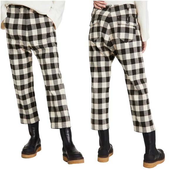 THE GREAT. Pants - THE GREAT  Checkered Drop Crotch Cropped Pants